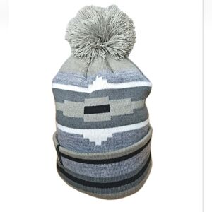 Turtle Fur Hats Pom Pom Beanie Ski Snow Cap Aztec Gray Geometric Stocking Hat
